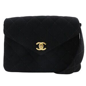 CHANEL Matelasse Shoulder Bag COCO Mark black cotton Women
